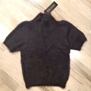 NWT Dolls Kill Current Mood The Come Up Black Mohair Crop Sweater Sz XL